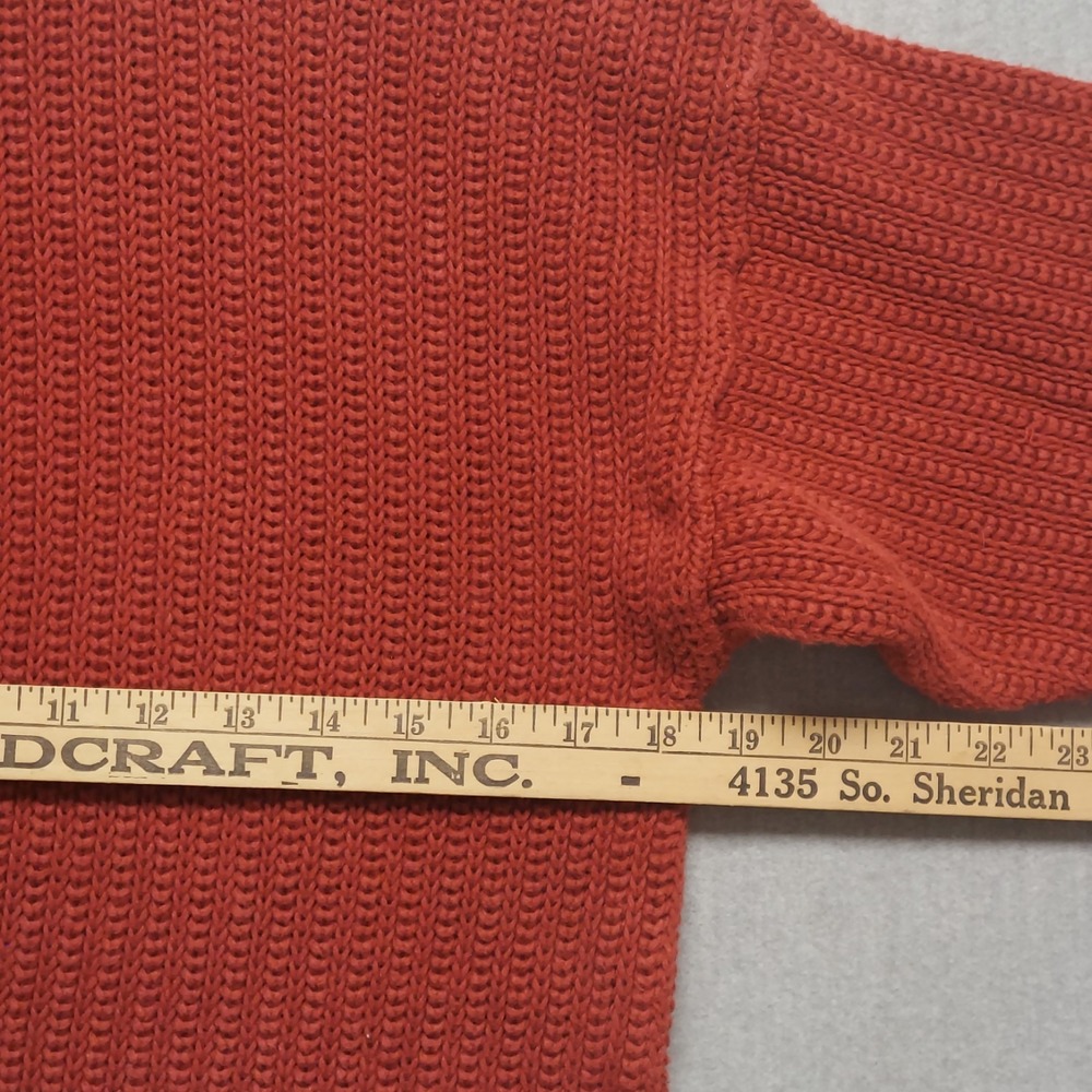 Womens Chunky Knit Mock Neck Sweater S Rust Colored Cozy Whipstitch Cottagecore - Picture 11 of 13